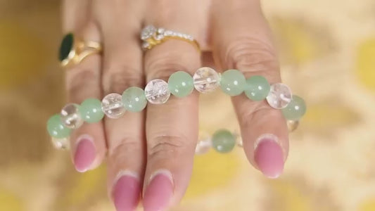 Green Aventurine & Clear Bracelet (Pack of 2)
