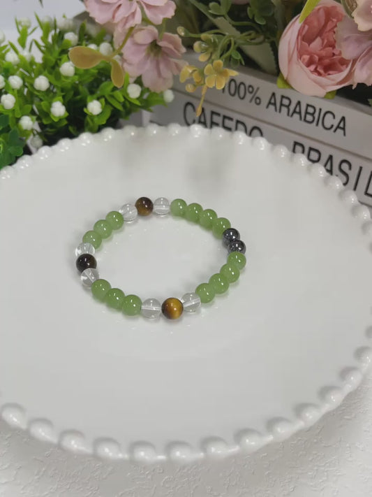Tiger's Eye Stone and Crystal Beads Bracelet Pack of 2